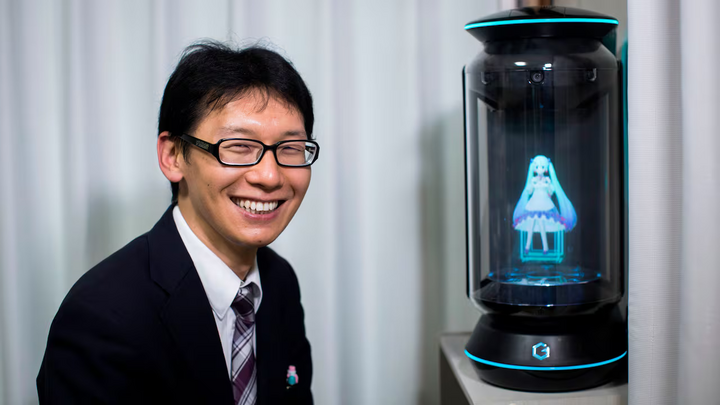 Gatebox device with Hatsune Miku hologram