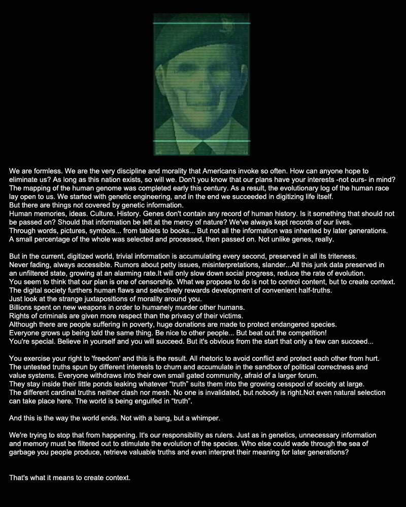 The full GW monologue from Metal Gear Solid 2